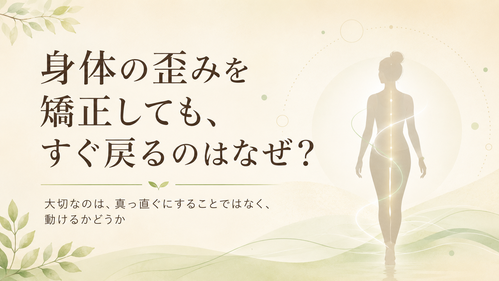 身体の歪みを矯正してもすぐ戻る理由と、真っ直ぐにするより動けることが大切だと伝える整体ブログのアイキャッチ画像