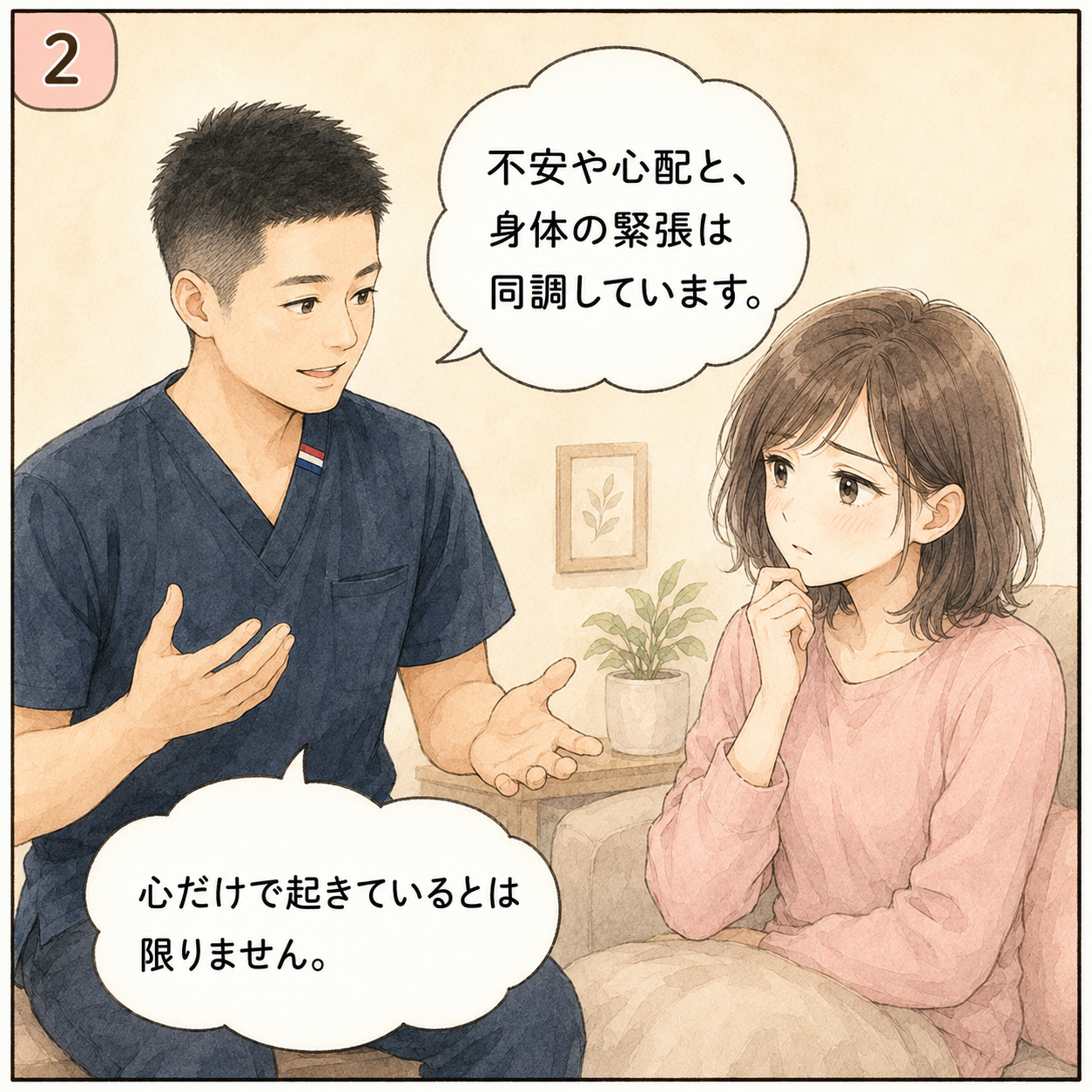 身体と心の関係 漫画2コマ目