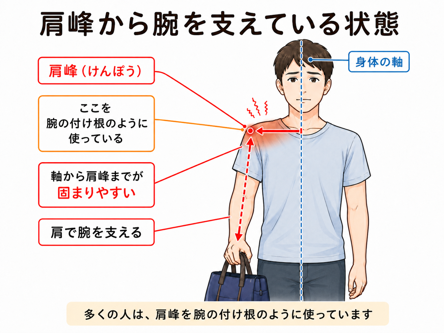 肩峰を「腕の付け根」として使っている状態